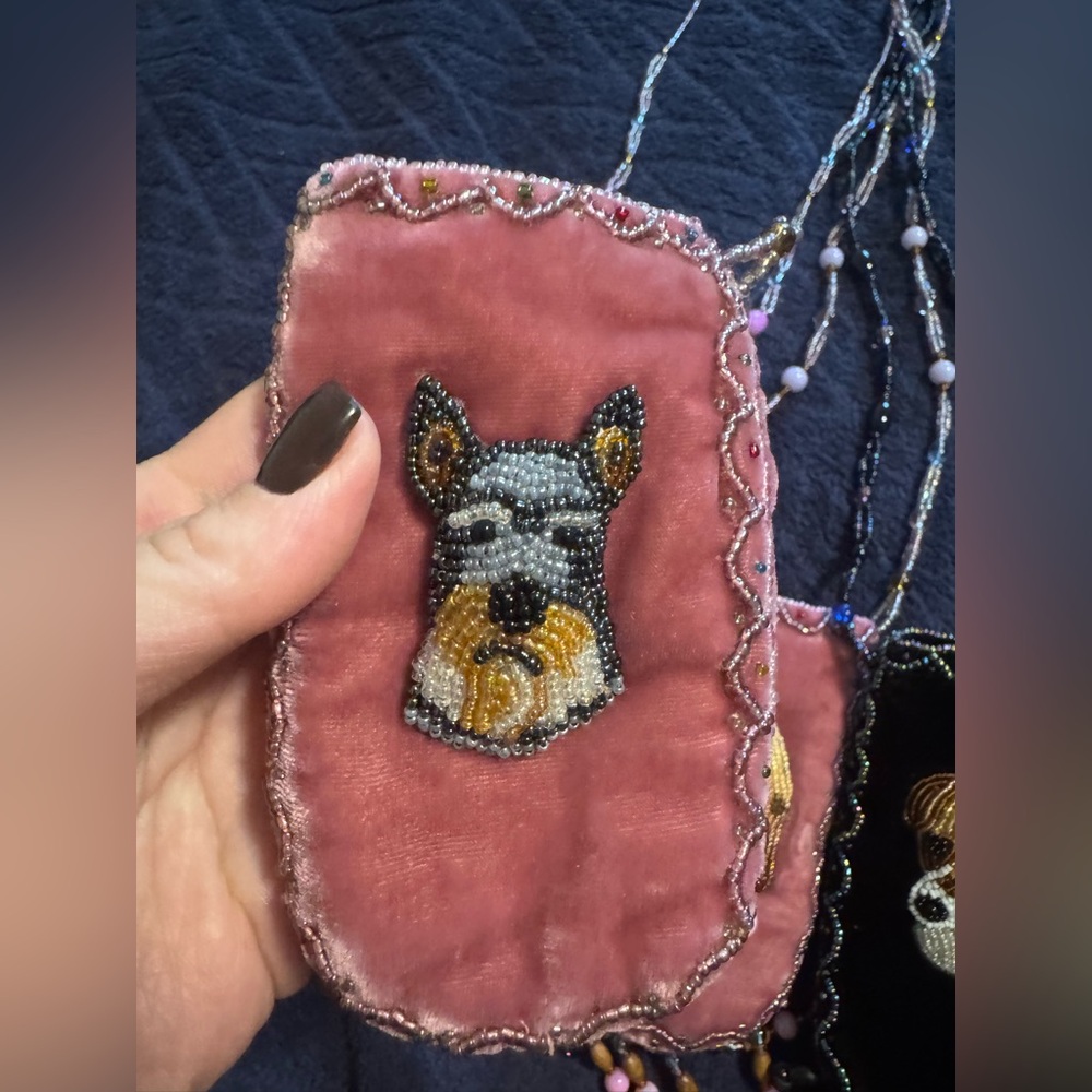Beaded dog pouch mini